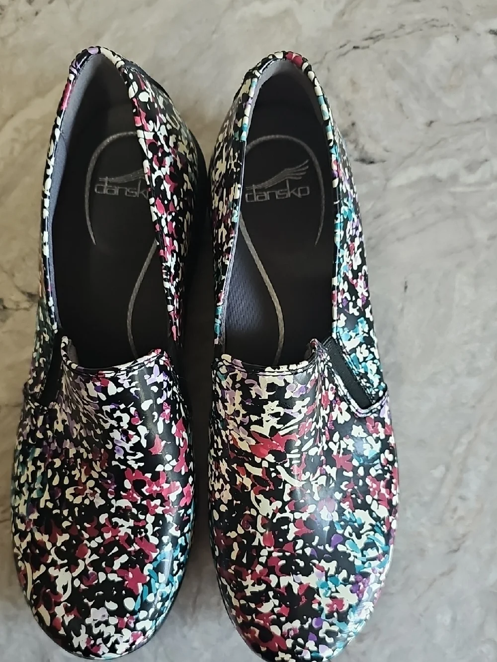 Dansko Nora Slip-On Leather Floral Clogs in Petals, size 41 10.5-11 Nursing - Picture 7 of 9